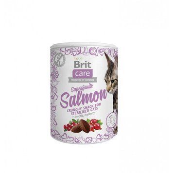 Ласощі Brit Care Superfruits Salmon д/стерилізованих котів з лососем шипшиною та журавлиною 100 г 111270 фото