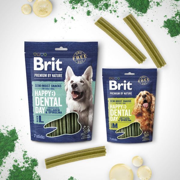 Ласощі Brit Premium Dental Snacks L для cобак великих порід з колагеном і спіруліною 250 г 112284 фото