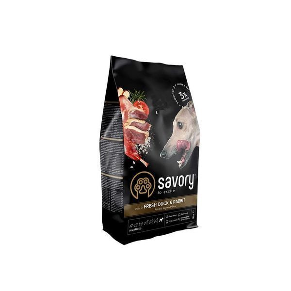 Корм сухий Savory Adult All Breeds rich in Fresh Duck and Rabbit для собак усіх порід зі свіжою качкою та кроликом 3 кг 30174 фото