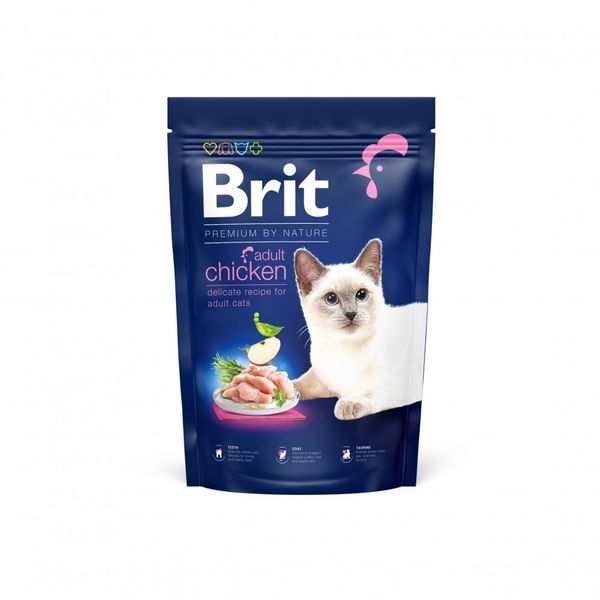 Корм сухий Brit Premium Cat by Nature Adult Chicken для дорослих котів з куркою 1,5кг 171859 фото
