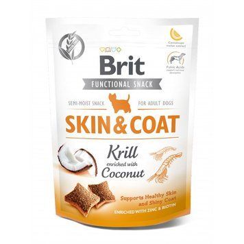 Ласощі Brit Care Functional Snack Skin and Coat для собак для здорової шкіри та шерсті з крилем та кокосом 150 г 111420/9963 фото