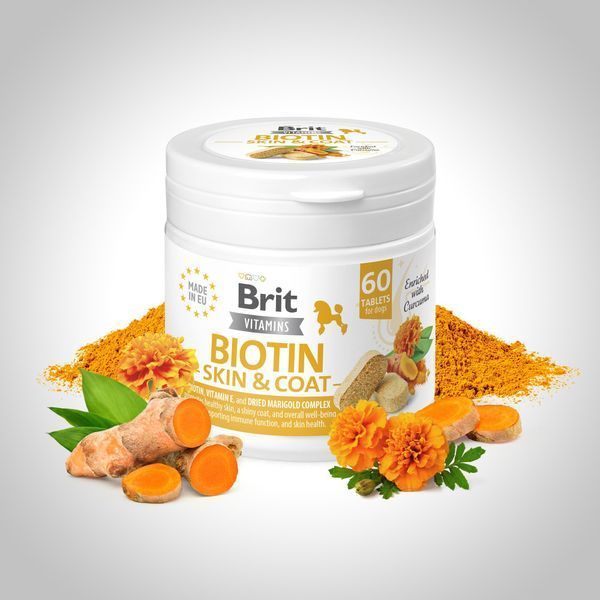 Вітаміни Brit Vitamins Biotin Skin & Coat Care для собак для шкіри та шерсті 60 таблеток 112289 фото